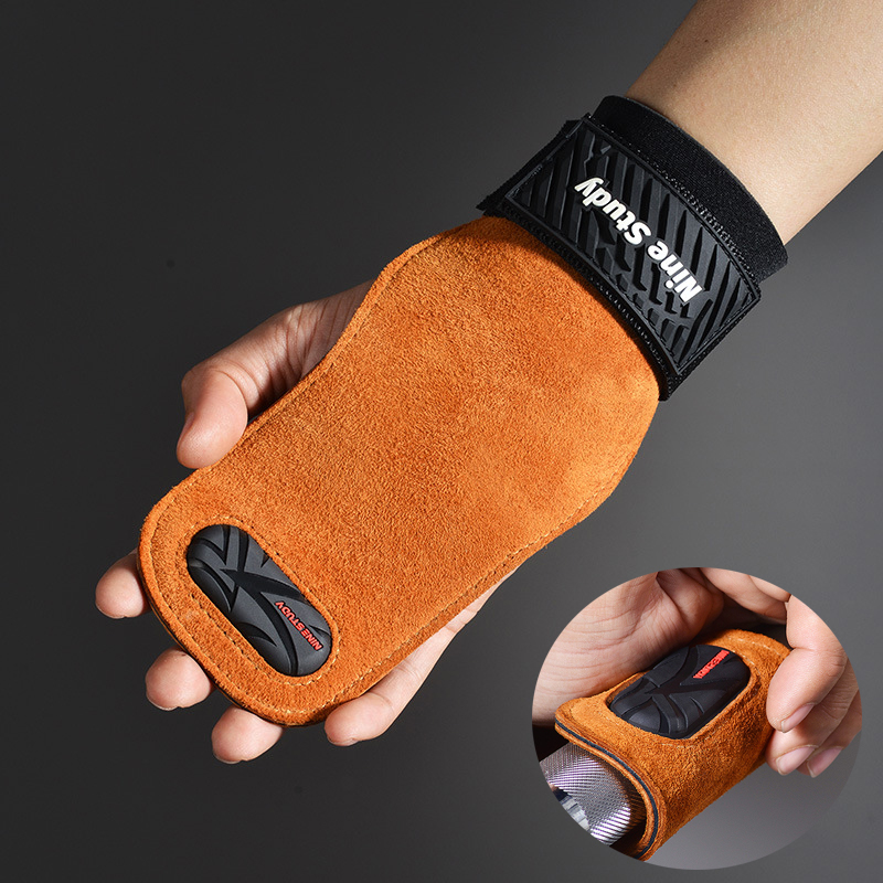 Crossfit Equipment - Cowhide Gym Grips Gloves Weightlifting Fitness